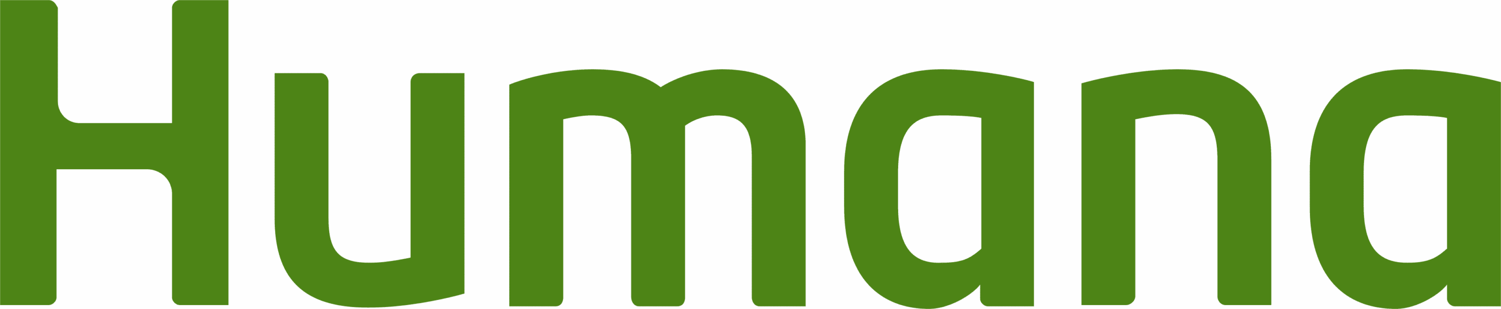 Humana logo, green text on transparent background.