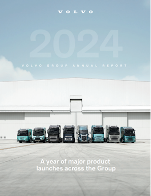 Volvo trucks lineup, 2024 annual report cover.