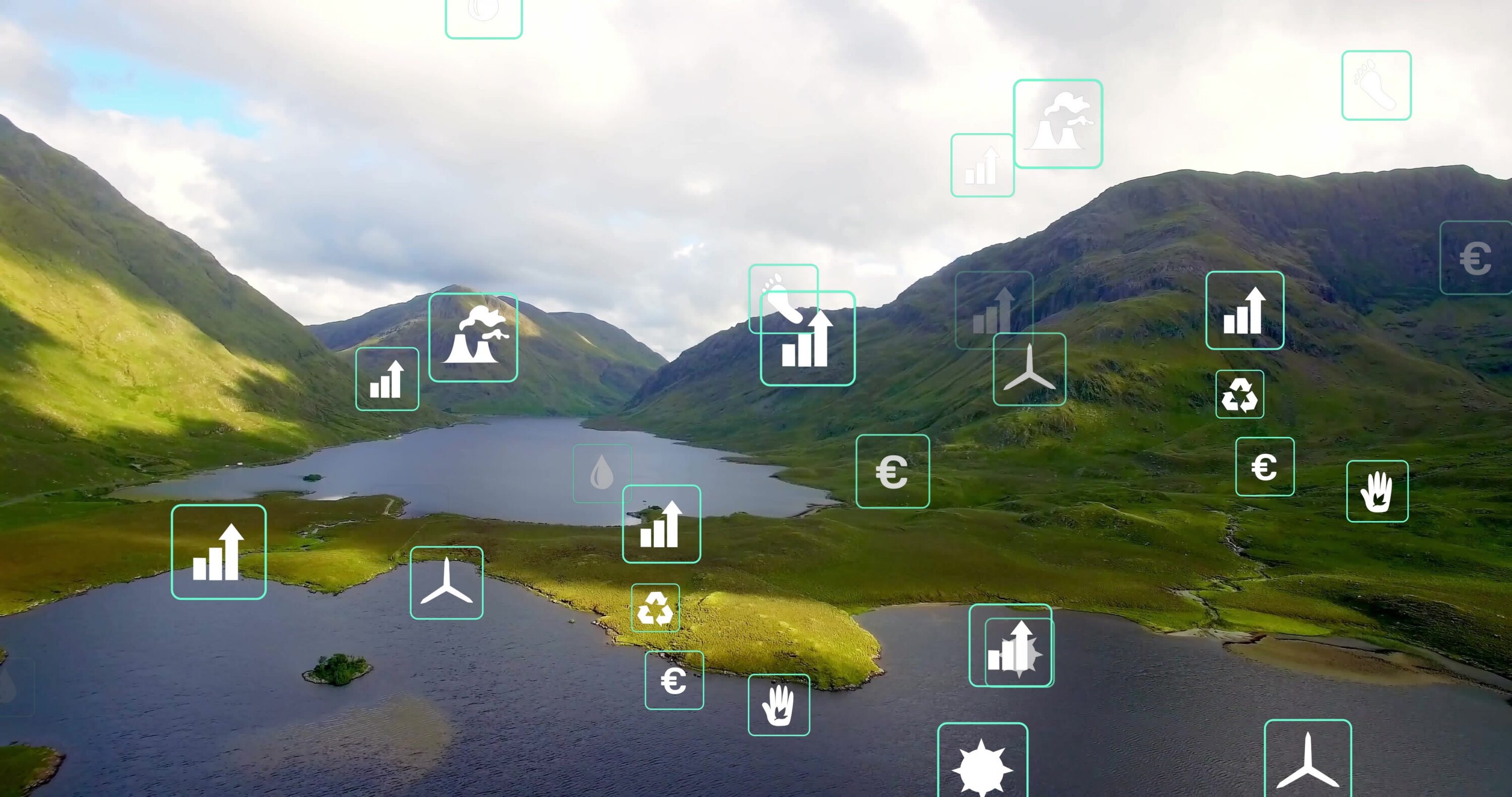reflecting,glacial,lake,shining,under,sunlight,in,highland,valley,,with