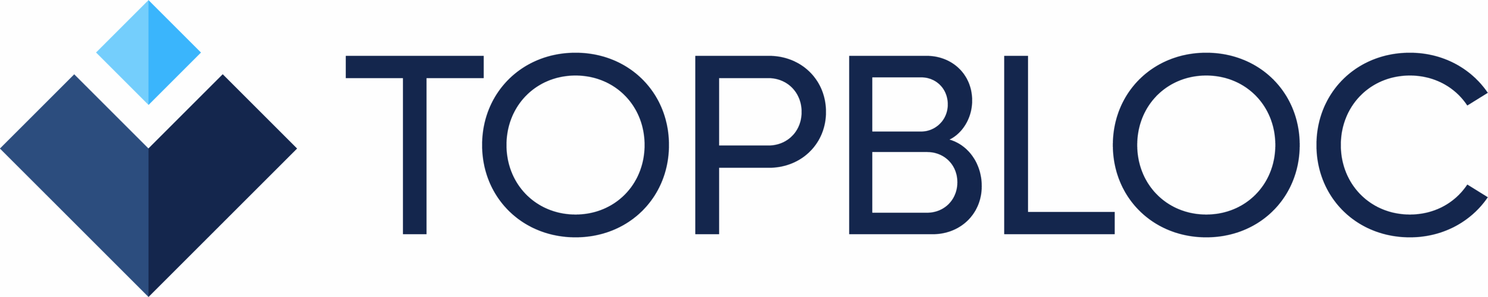Topbloc logo with blue geometric icon