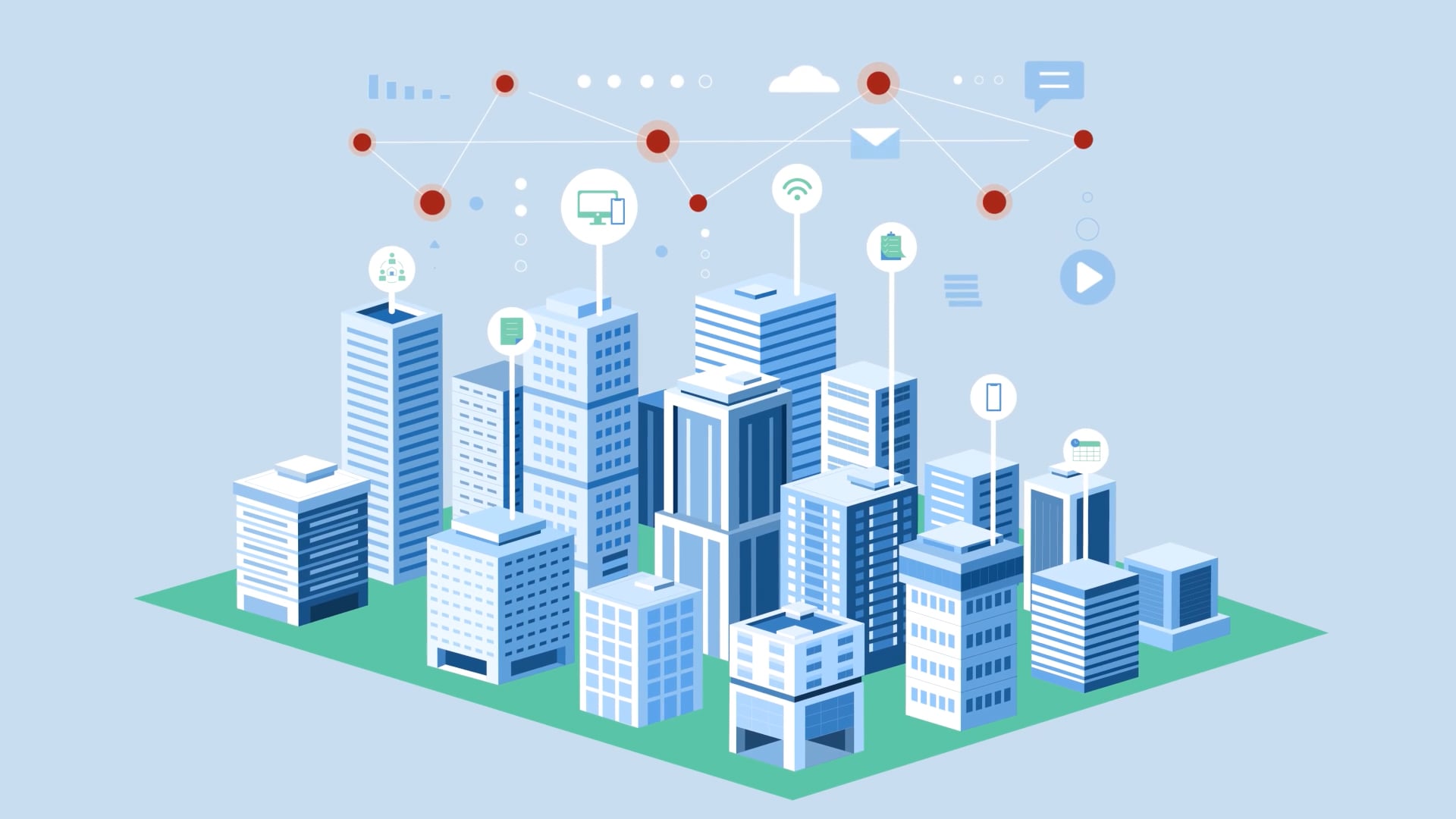 Smart city technology network illustration